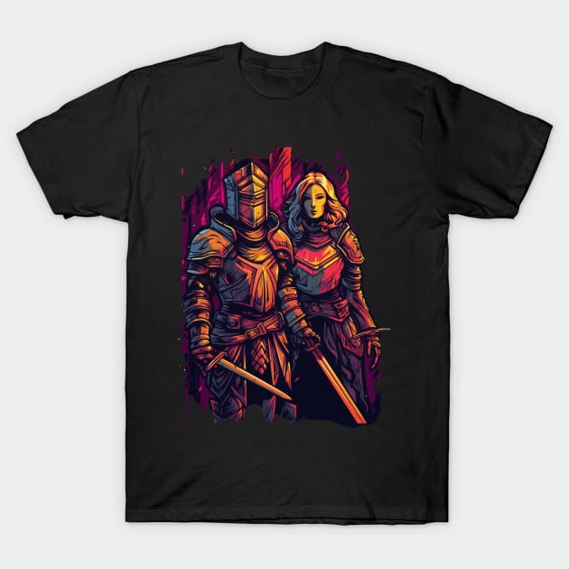 Knightly Duality: Valor & Elegance in Armor T-Shirt by SupportTrooper